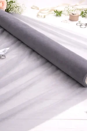 Must-Have Tulle Mariage Grande Largeur Gris en rouleau 150cm x 25 mètres