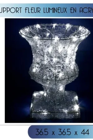 Vente Directe Pot lumineux fleur en acrylique 50 LED Blanches pour Extérieur