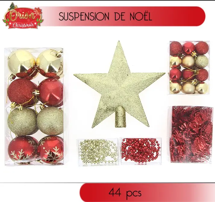 Boule de Noel Rouge et Or en kit x44 pièces Achat Immédiat
