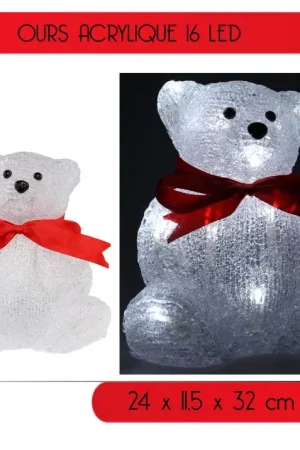Ours lumineux de Noel acrylique 16 LED Blanches Bon Plan