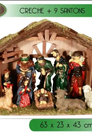 Certifié Crèche de Noel avec 9 Santons