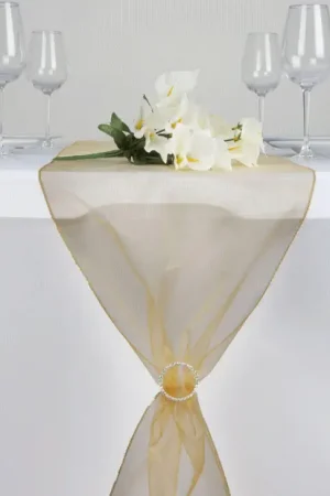 Pas Cher Chemin de table mariage organza Or 28cm x 5m
