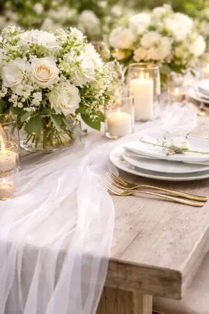 Dernière Chance Chemin de table organza Blanc 9m x 36cm