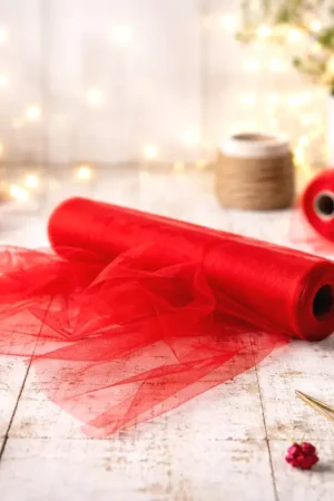 Rouleau de tulle Rouge 9 mètres x 50 cm Soldes