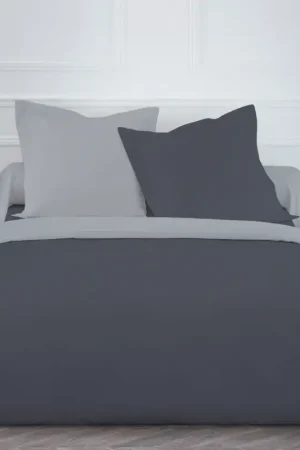Must-Have Housse de couette Flanelle Bicolore Gris 220x240 cm