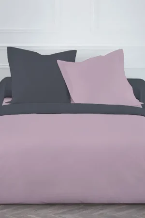 Produit De Marque Housse de couette en flanelle de coton bicolore rose gris 220x240 cm