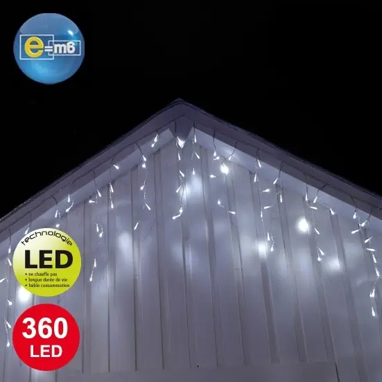 Bon Marché Guirlande lumineuse stalactite 10 mètres 360 LED Blanc Froid