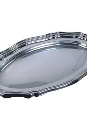 Plateau en plastique réutilisable Argent Ovale x 2 pièces Nouveauté