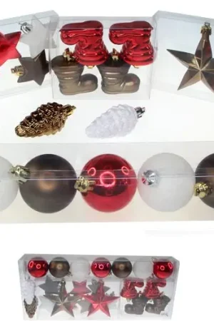 Suspension pour sapin de noel Blanc Marron Rouge x 22 Nouvelle Collection