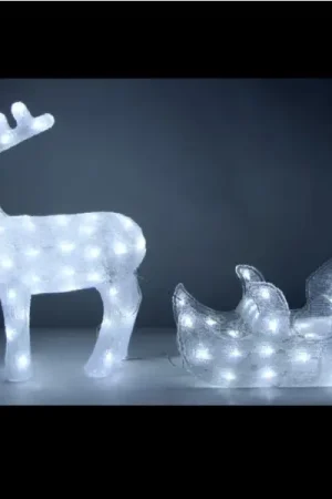 Cerf Traineau lumineux acrylique 128 LED Solde