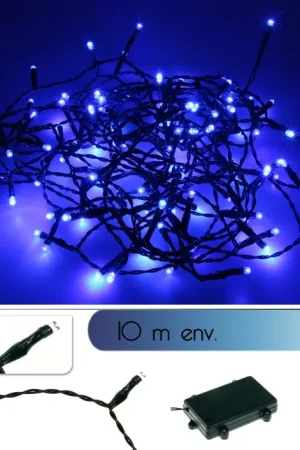 Usine Directe Guirlande lumineuse pile extérieur 100 LED Bleu