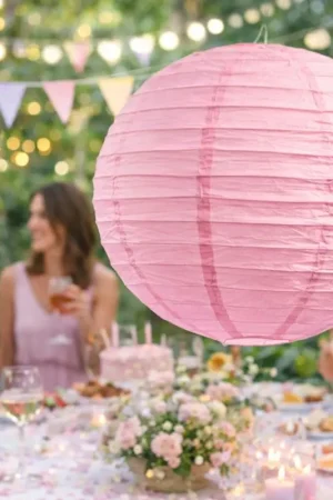 Boule en papier lampion Rose 50 cm Promotion