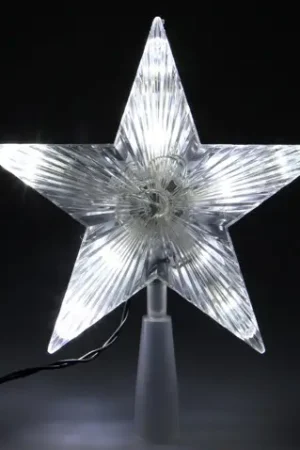 Cimier de sapin lumineux forme etoile a pile Blanc Livraison Express