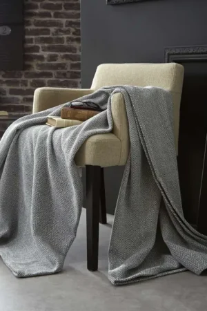 Authentique Plaid Cosy 150x200cm Gris et Blanc