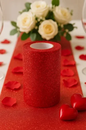 Rouleau de tulle pailleté Rouge 8cm Bon Marché