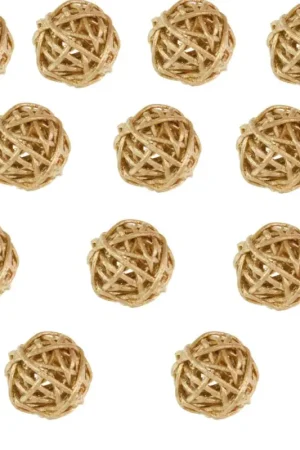 Boule en rotin Or 3cm x 6 pièces Livraison Express