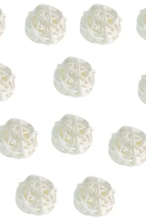Boule en rotin Blanche 3cm x 12 pièces Offre Spéciale