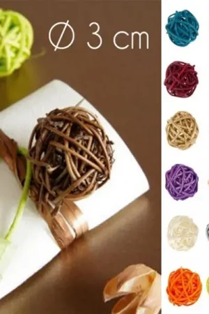 Petite boule en rotin pas cher 3cm x 12 pièces Commande En Gros