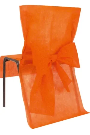 Housse de chaise mariage Orange avec noeud X10 Jusqu'à Épuisement Des Stocks