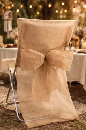 Haute Qualité Housse de chaise mariage Taupe avec noeud X10
