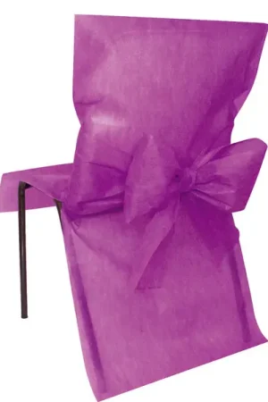 Bon Marché Housse de chaise mariage Violet avec noeud X10