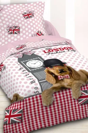 Housse de couette Fille 140x200 London Candy avec Taie d'oreiller Offre Exclusive
