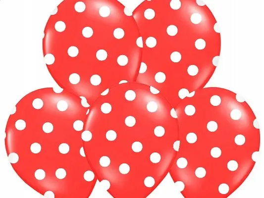 Ballon de baudruche rouge a pois blanc 30cm x 50 pièces Super Prix