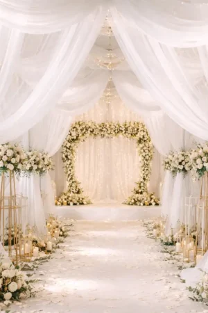 Tenture mariage pas cher en Organza Blanc 50 mètres Promotion