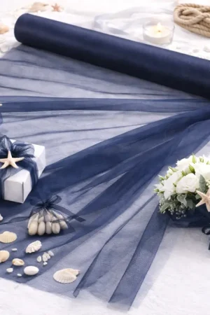Rouleau de tulle mariage Bleu Marine 25m x 70cm Prix Bas