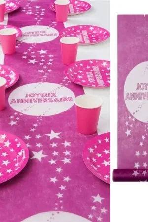 Chemin de table Joyeux Anniversaire Fuchsia Petit Prix