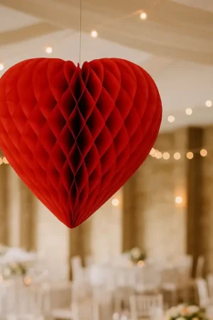 Satisfait Ou Remboursé Coeur à Suspendre en papier 30cm Rouge