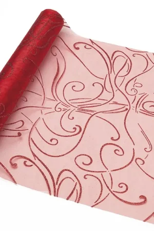Offre Exclusive Chemin de table en organza arabesque Rouge