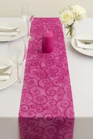 Chemin de table en organza arabesque Fuchsia Bon Plan