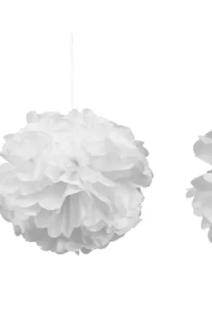 Boule pompon papier de soie Blanc x 3 pièces Offre Spéciale