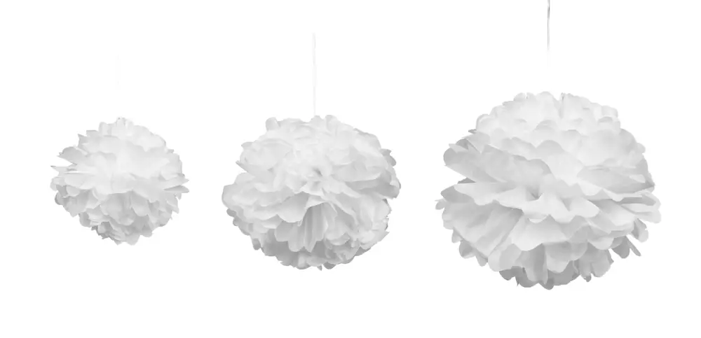Boule pompon papier de soie Blanc x 3 pièces Offre Spéciale