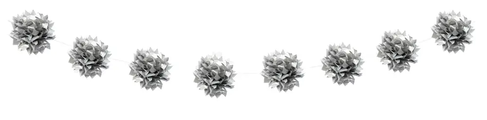 Retour Gratuit Guirlande mariage de pompons de soie Argent