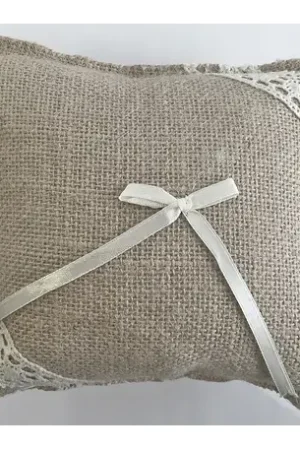 Coussin porte alliance en jute dentelle Seulement Aujourd'hui