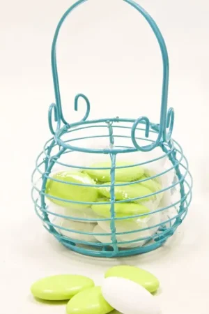 Panier a dragees en fer forgé Turquoise Prix Cassé