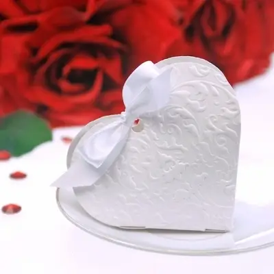 Expédition Rapide Boite a dragées mariage Coeur Blanc x 10 pièces