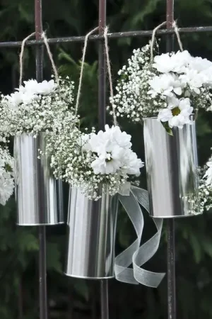 Bon Plan Boite de conserve Argent pour fleurs a suspendre x 5 pièces