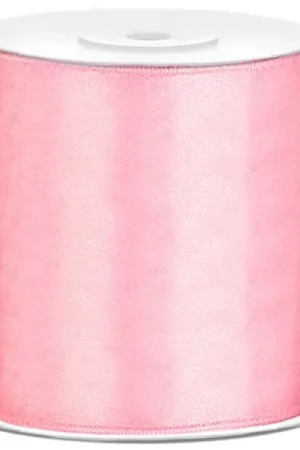 Ruban satin Rose 10 cm en bobine de 25 mètres Vente Flash