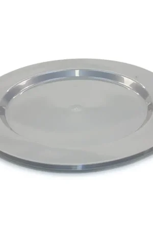 Haute Qualité Assiette en plastique ronde réutilisable Grise x 6 pièces