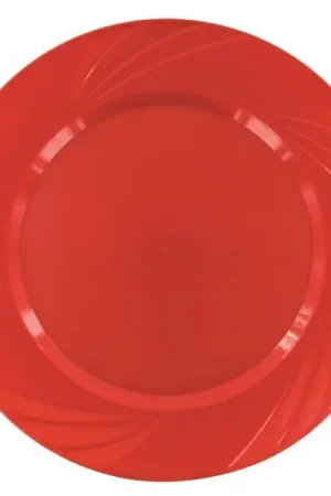 Acheter En Ligne Assiette en plastique ronde réutilisable Rouge x 6 pièces