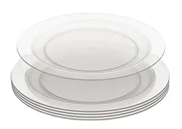 Assiette en plastique ronde réutilisable Transparente x 6 pièces Usine Directe