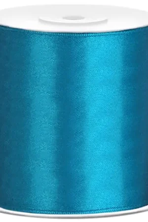 Dernière Chance Ruban satin 100mm Turquoise en bobine de 25 mètres