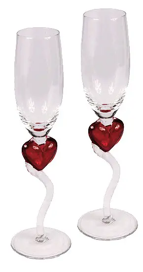 Dernière Chance Flute a champagne mariage avec coeur rouge x 2 pièces