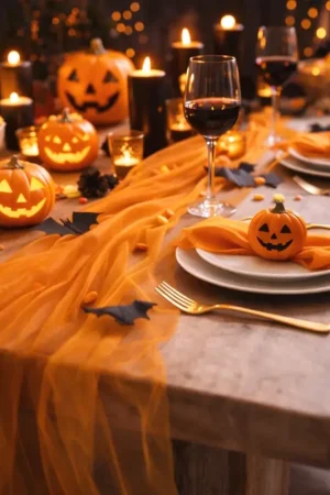 Chemin de table organza Orange 9 mètres Prix Choc