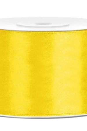 Prix Bas Ruban satin 50mm Jaune x 25 mètres