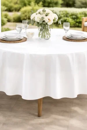 Nouvel Arrivage Nappe en plastique ronde Blanche 210cm