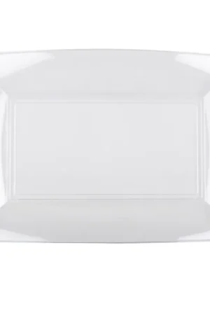 Acheter Direct Plateau en plastique rectangulaire Transparent 34x23cm x 3 pièces